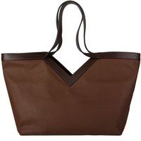 Shopper aus Leder mit V-Ausschnitt