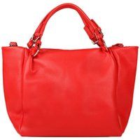 Strukturierte Lederhandtasche mit Schnallen
