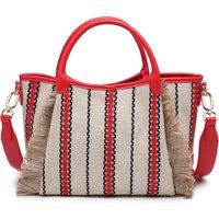 Gestreifter Shopper mit Fransen-Details