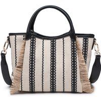 Gestreifter Canvas-Shopper mit Fransen