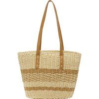 Gestreifter Shopper aus Strohgeflecht
