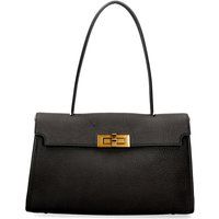 Leder-Schultertasche mit Drehverschluss