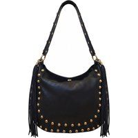 Beschlagene Ledertasche mit Quasten
