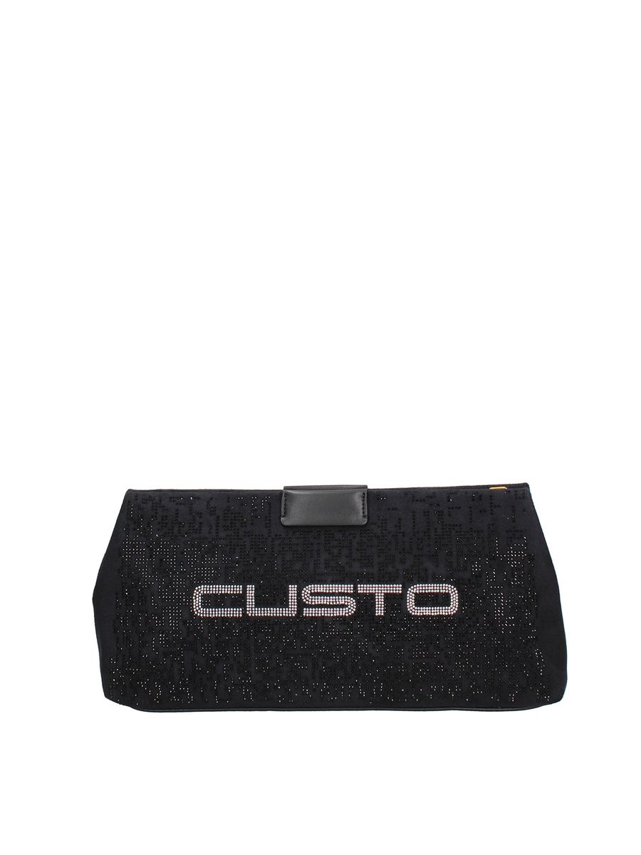 Schultertasche mit Strass-Logo-Verzierung