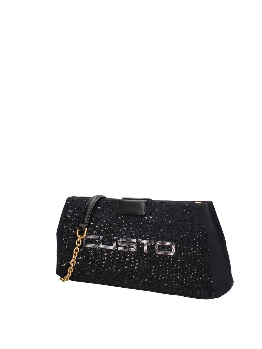 Schultertasche mit Strass-Logo-Verzierung