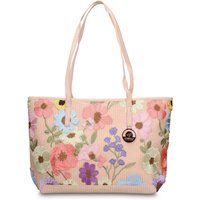 Bestickte Shopper-Tasche mit Blumenmuster
