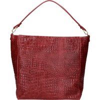 Leder-Schultertasche mit Krokoprägung