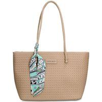 Shopper mit Flechtoptik und Tuch
