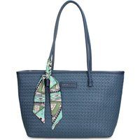 Strukturierter Shopper mit gemustertem Schal
