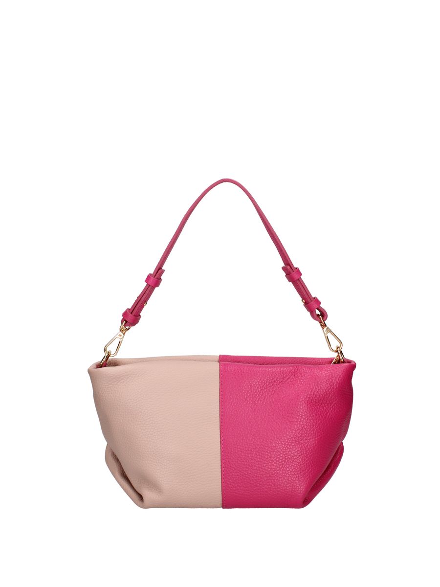 Zweifarbige Schultertasche aus genarbtem Leder