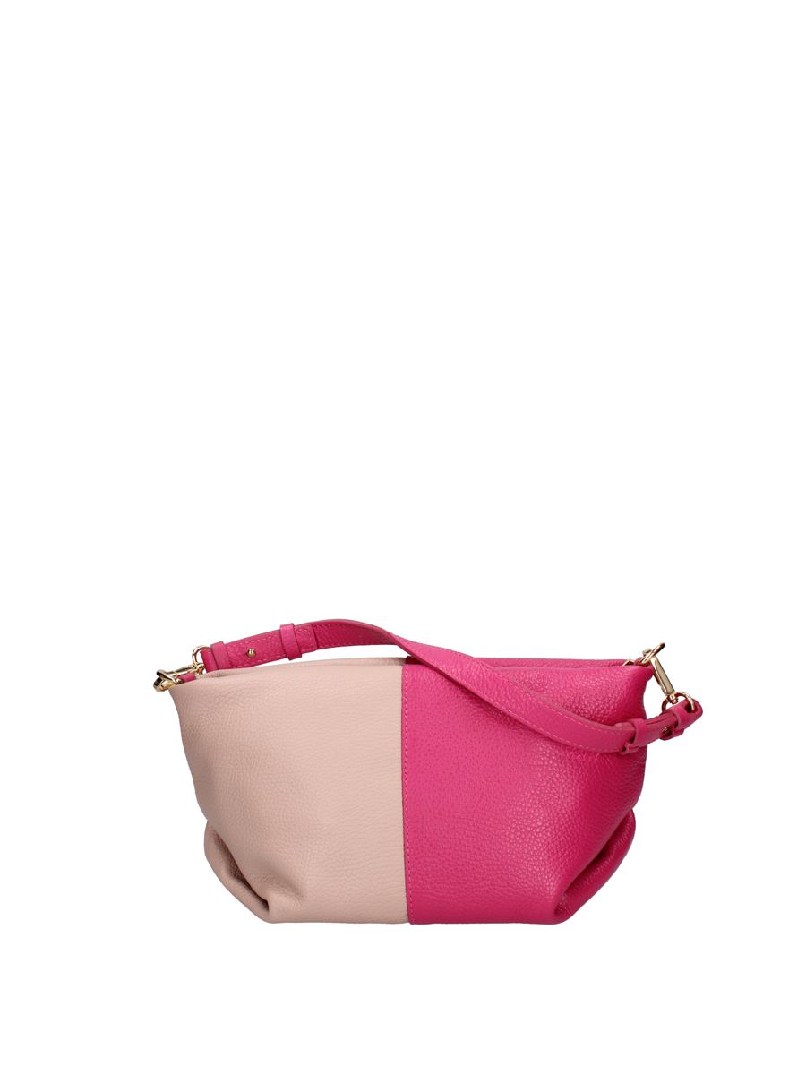Zweifarbige Schultertasche aus genarbtem Leder