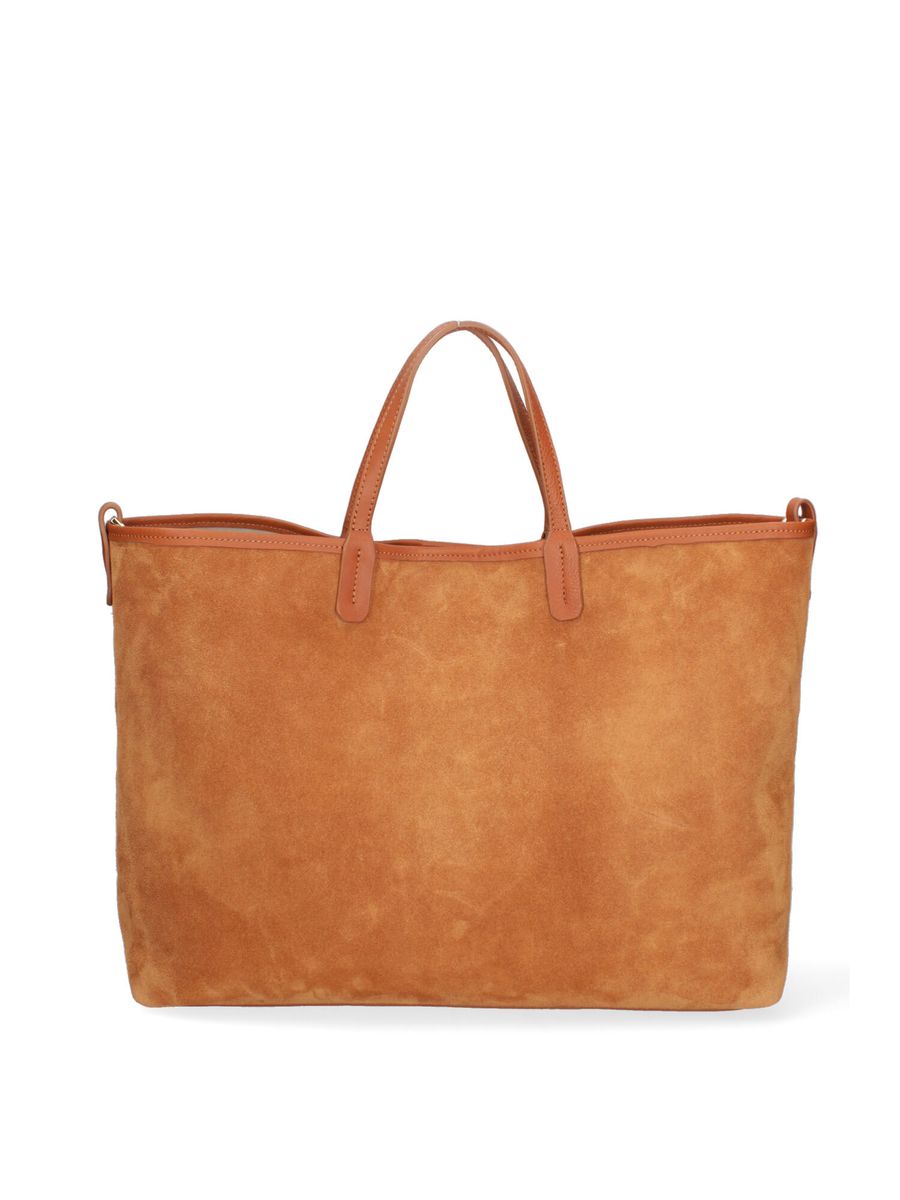 Großer Wildleder-Shopper mit Lederbesatz