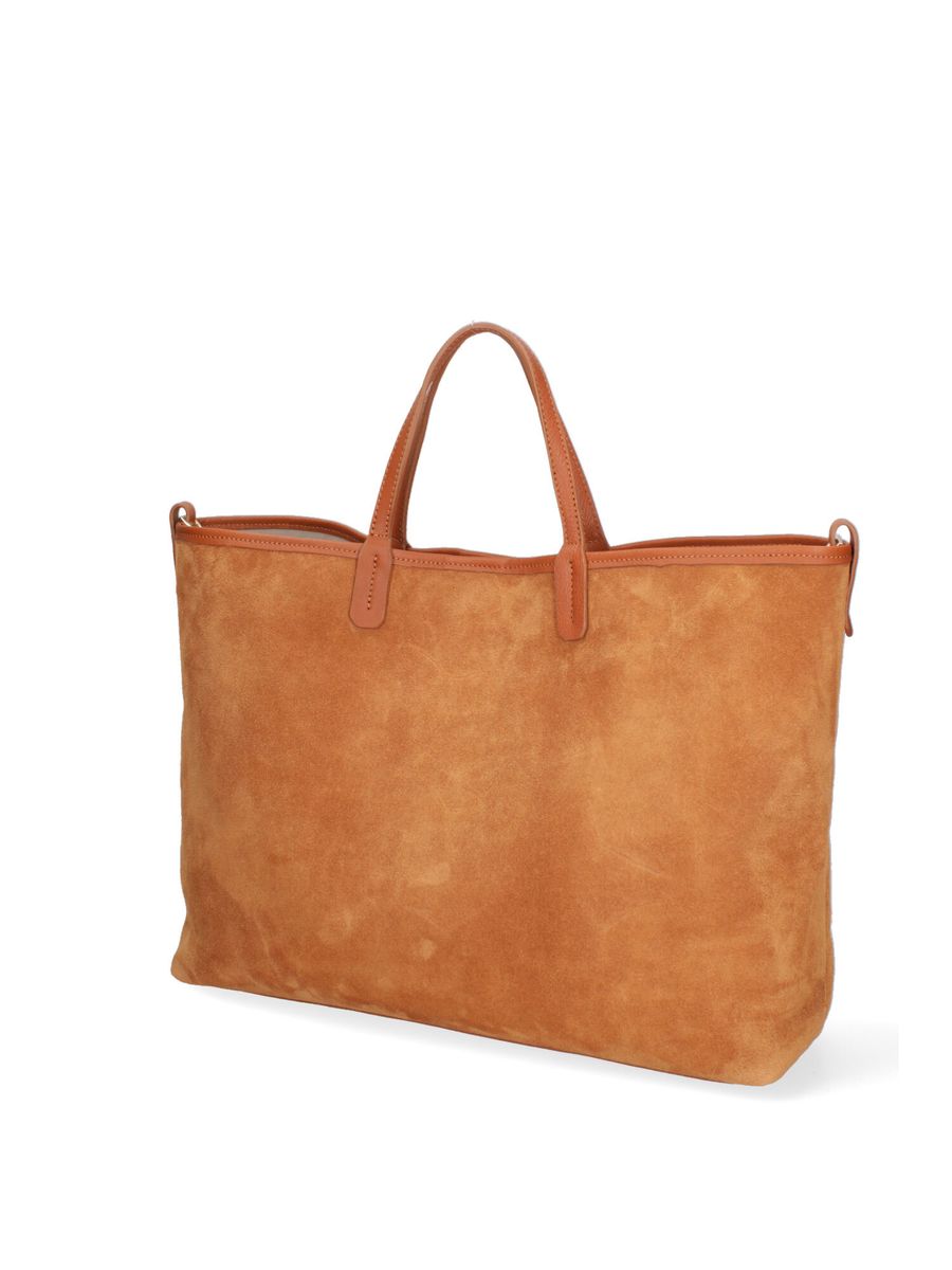 Großer Wildleder-Shopper mit Lederbesatz