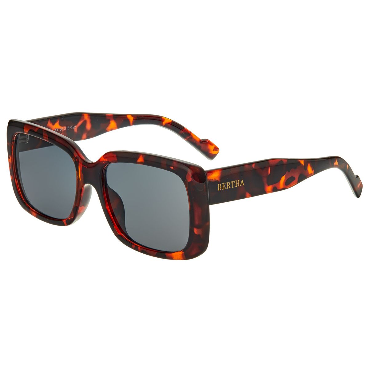 Eckige Polarisierte Sonnenbrille in Schildpatt-Optik