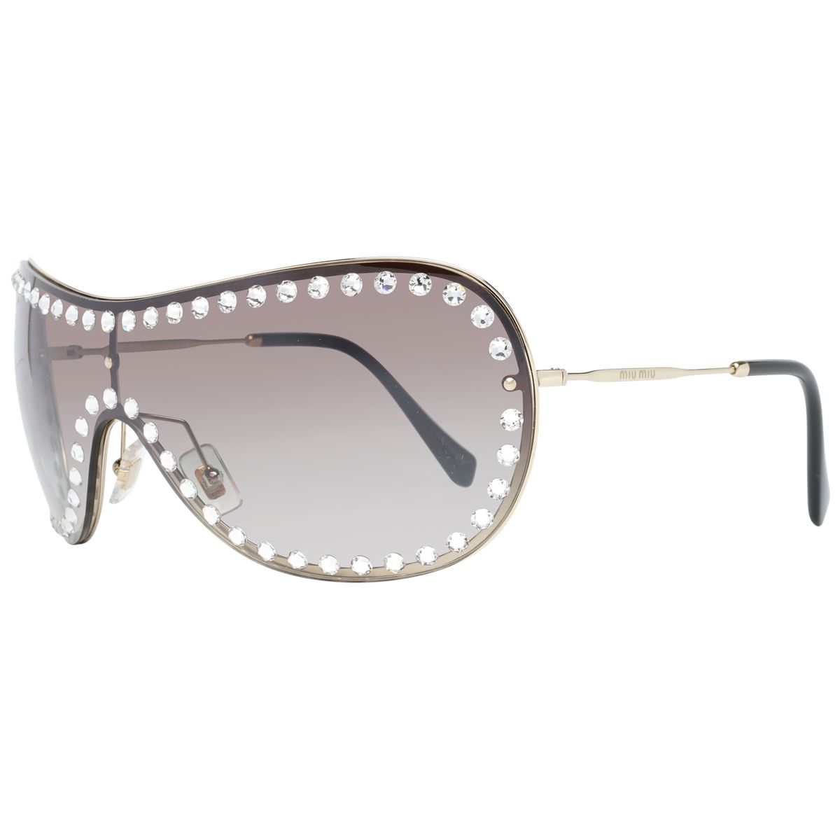 Oversize-Schildbrille mit Kristallverzierung