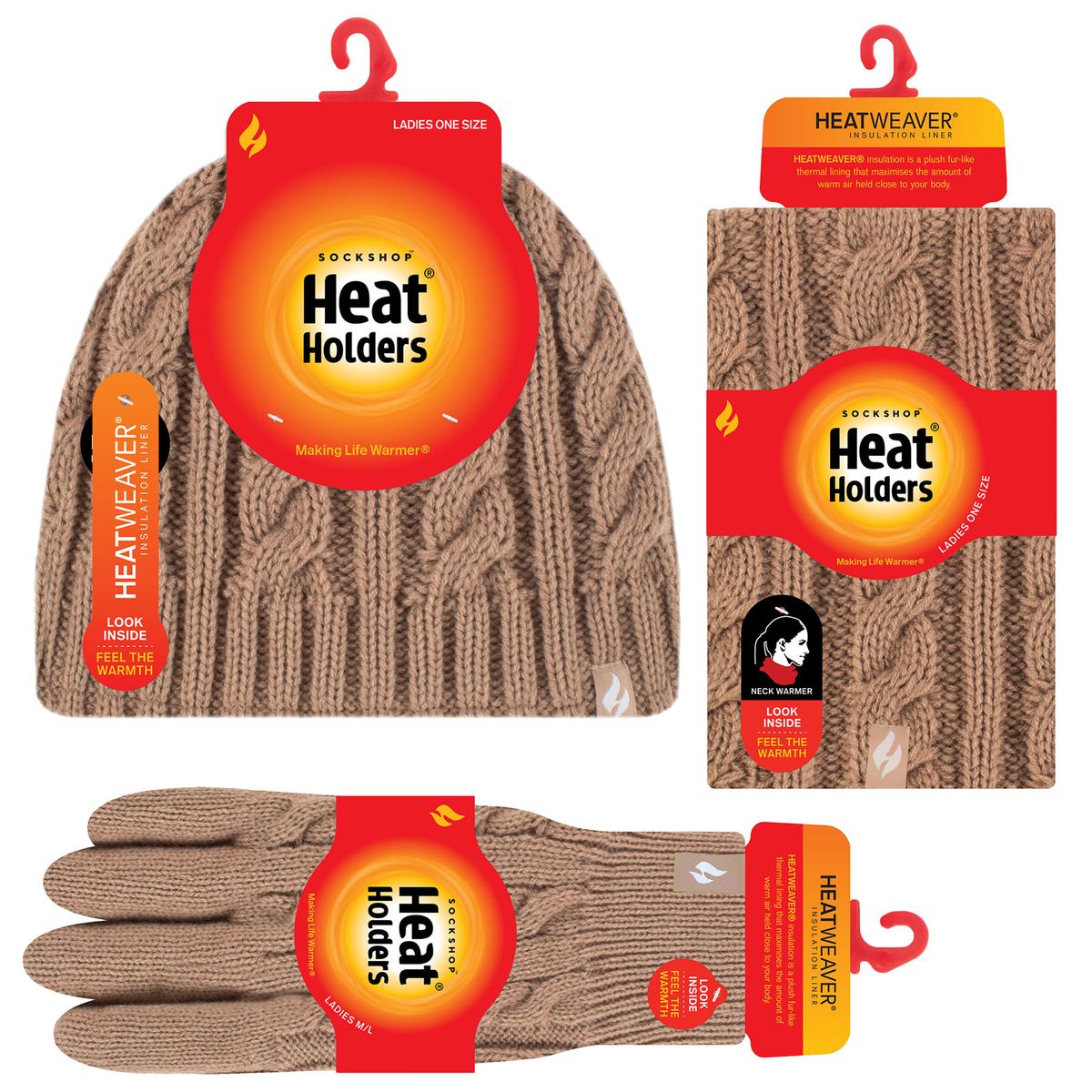 Thermisches Zopfstrick Accessoire-Set