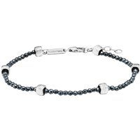 Zartes Hämatit-Perlenarmband mit Silber
