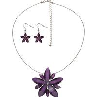 Schmuckset mit Blütenanhänger und Ohrringen