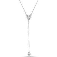 Silberne Lariat-Halskette mit Doppel-Tropfen