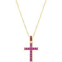 Elegante Rubin-Zirkonia-Kreuz-Halskette