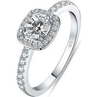 Silberring mit Kissen-Zirkonia und Halo