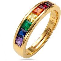 Kanalgefasster Ring mit Regenbogen-Zirkonia