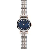 Elegante Bicolor-Uhr mit blauem Zifferblatt