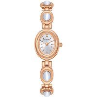 Filigrane ovale Armbanduhr mit Jade-Akzenten