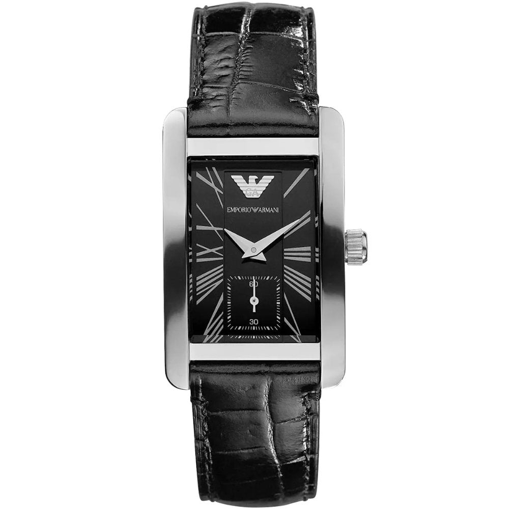 Lederarmbanduhr mit rechteckigem Zifferblatt