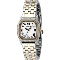Zweifarbige achteckige Armbanduhr mit Kristallen