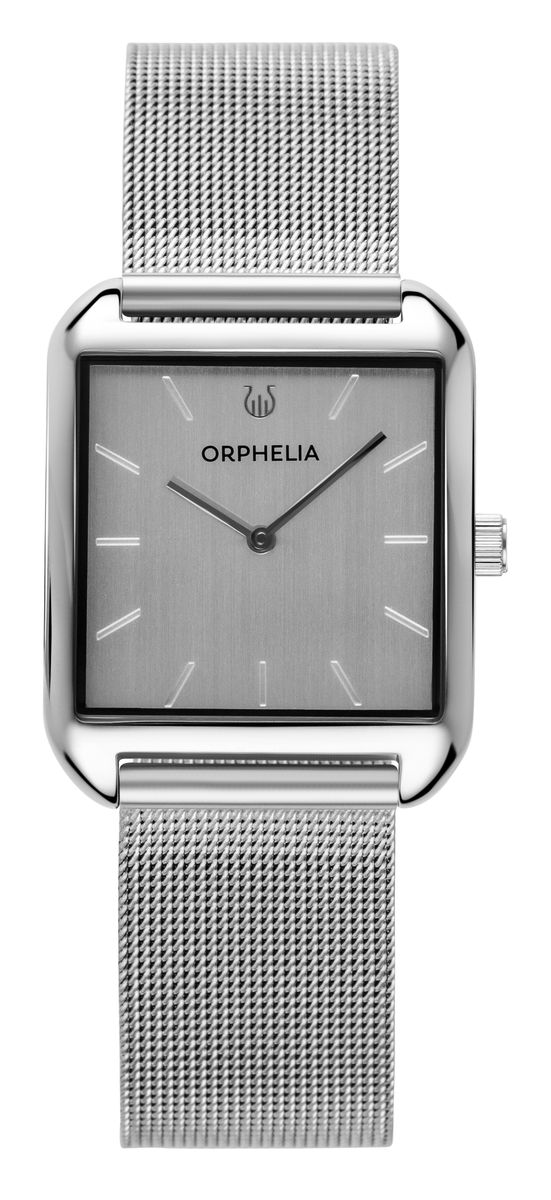 Minimalistische rechteckige Uhr mit Mesh-Armband