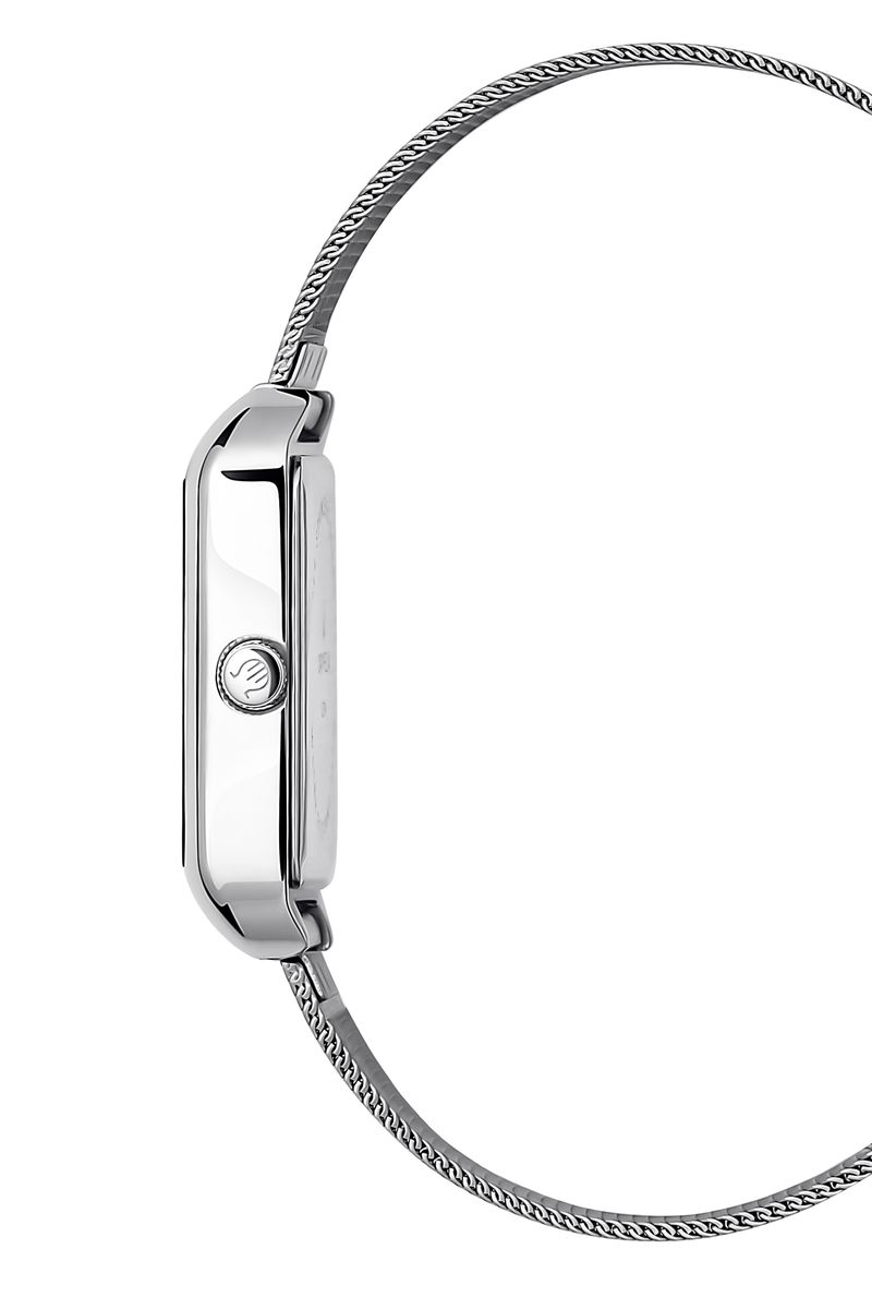 Minimalistische rechteckige Uhr mit Mesh-Armband