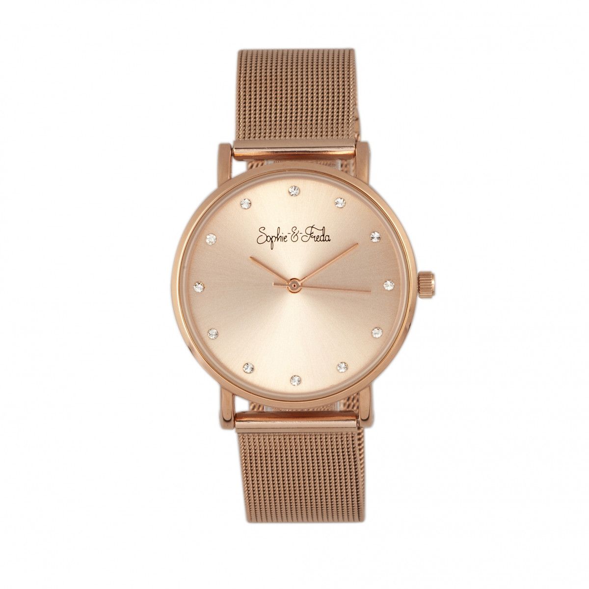 Kristallbesetzter Savannah Zeitmesser mit Mesh-Armband