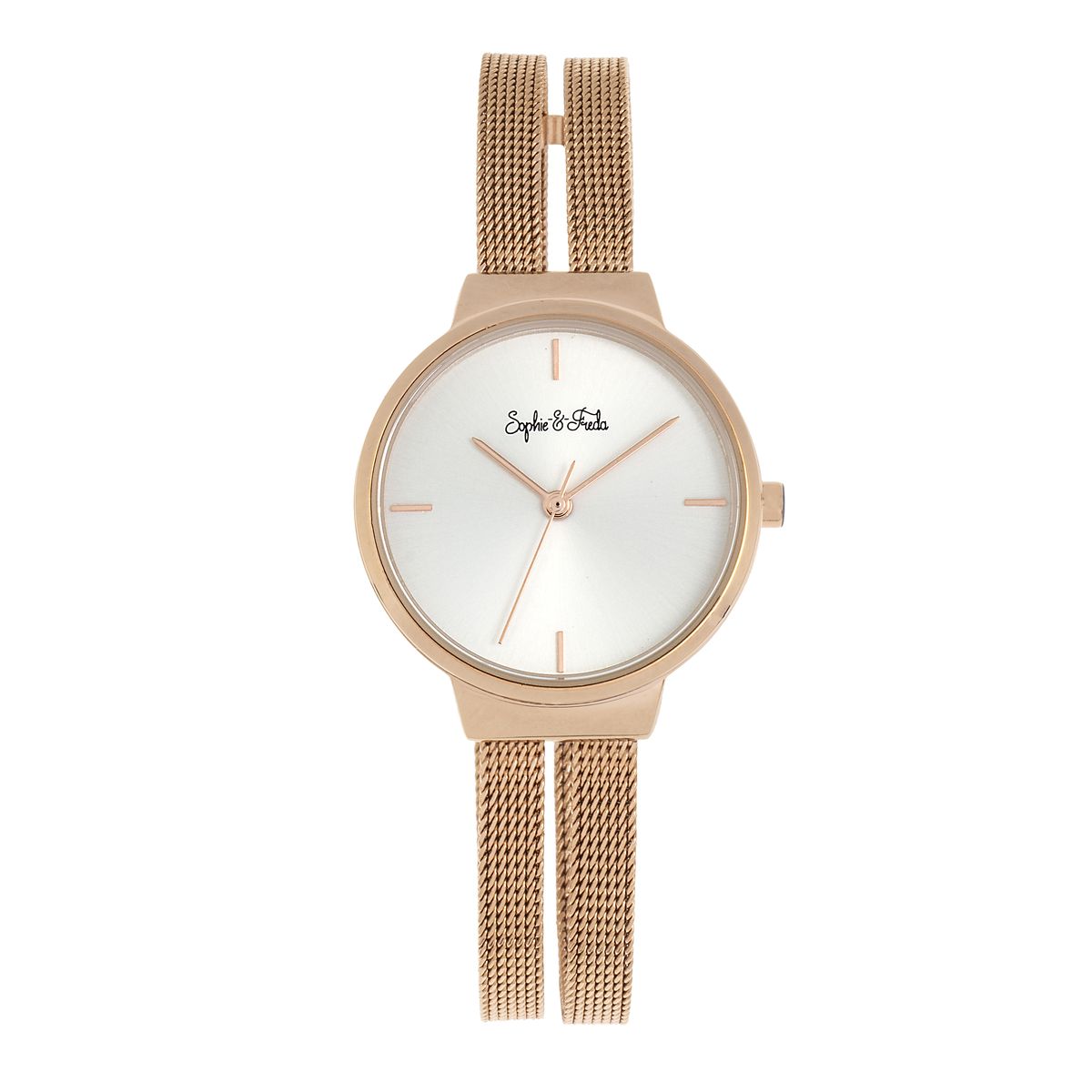 Minimalistische Runduhr mit Doppel-Mesh-Armband