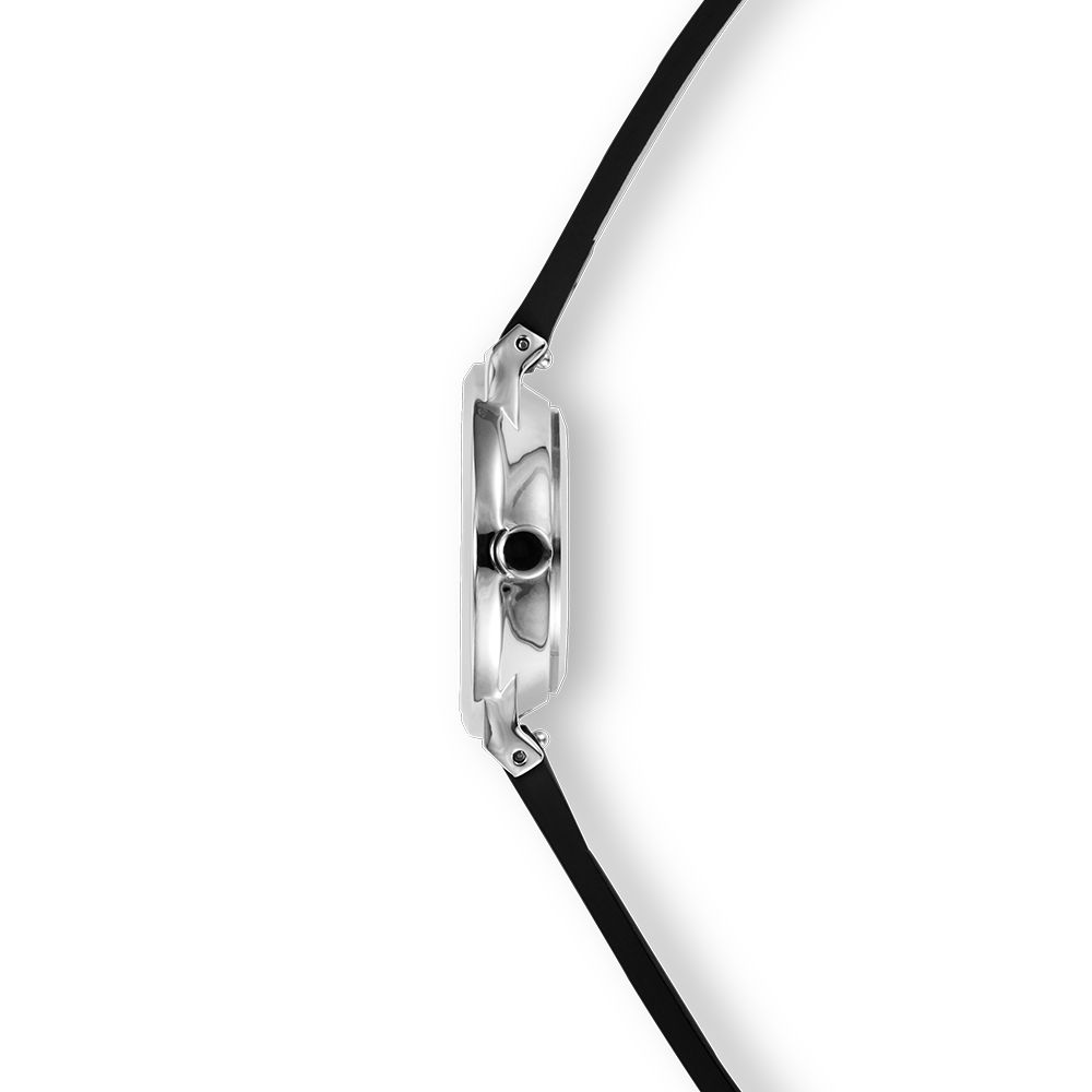 Klassische silberne Uhr mit Lederarmband