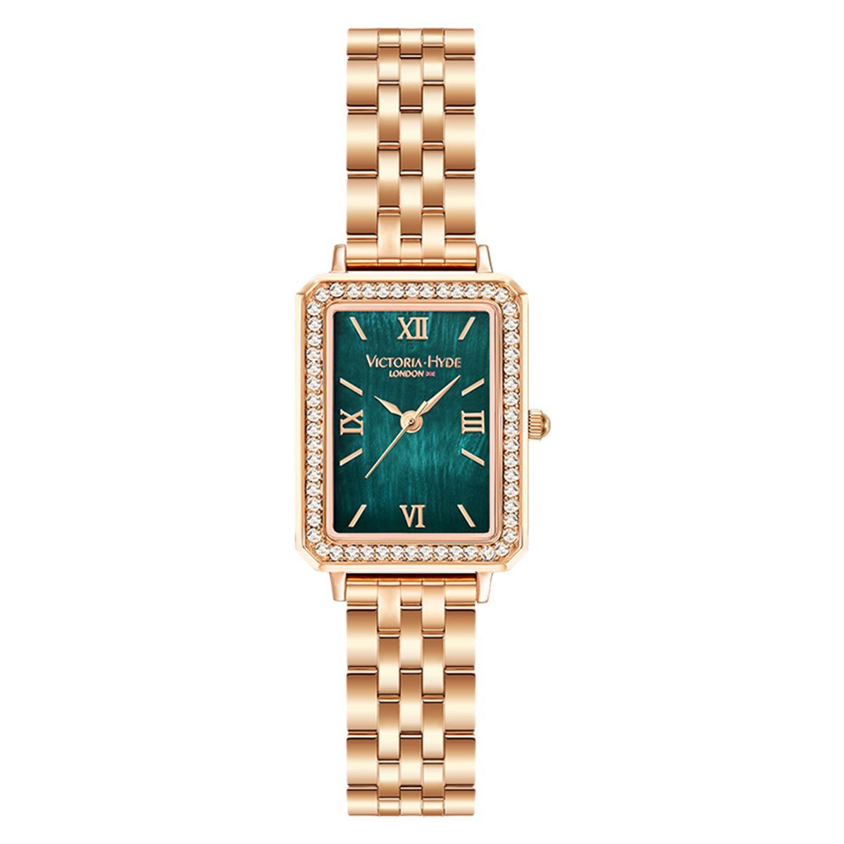Kristallbesetzte Uhr im Art-Déco-Stil