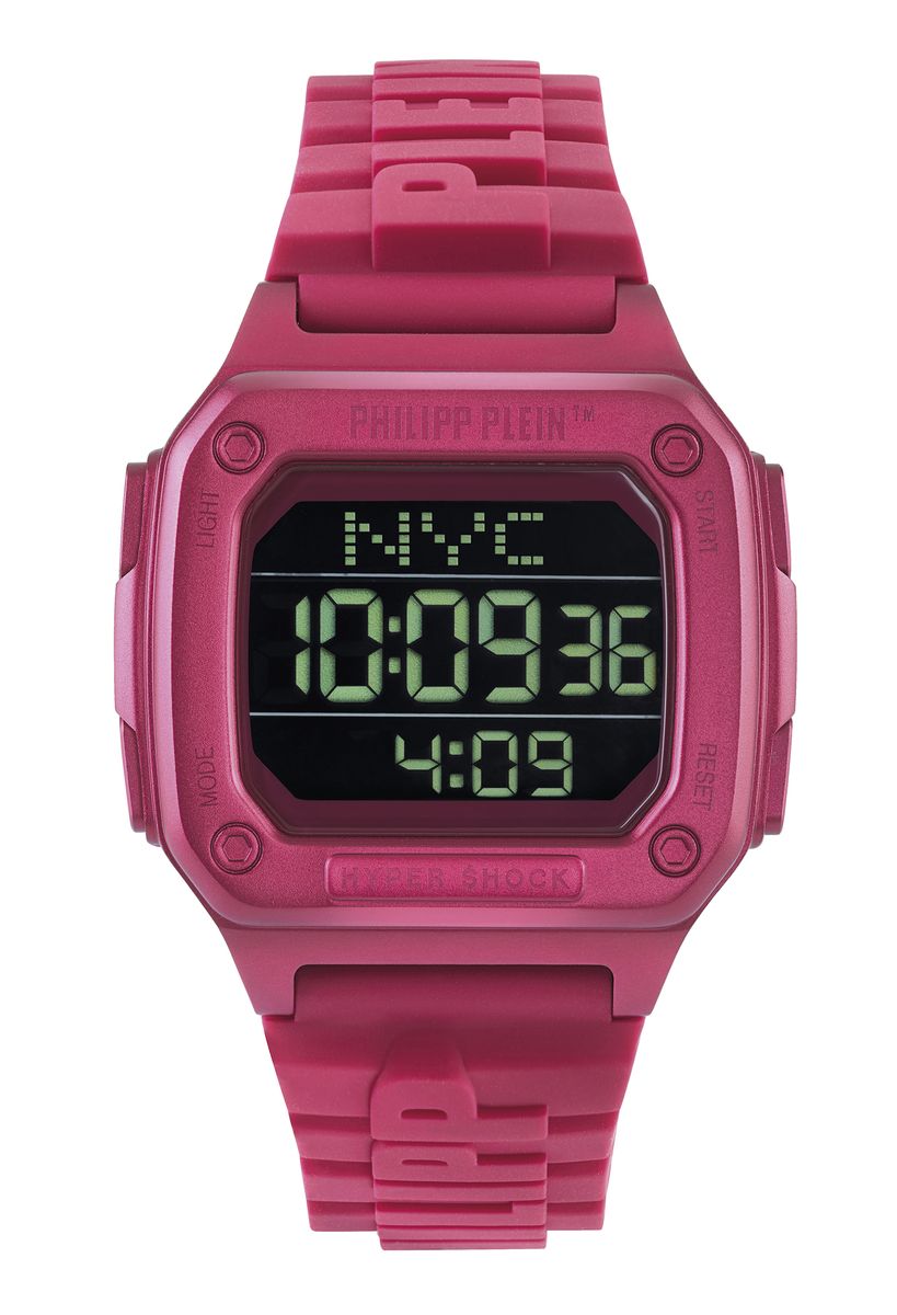 Markante Digitaluhr mit Logo-Prägung