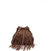 Wildleder-Beuteltasche mit Fransen im Boho-Stil