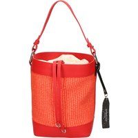 Strukturierte Eimertasche aus Ledergeflecht