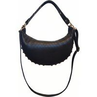 Halbmond-Lederhandtasche mit Nieten