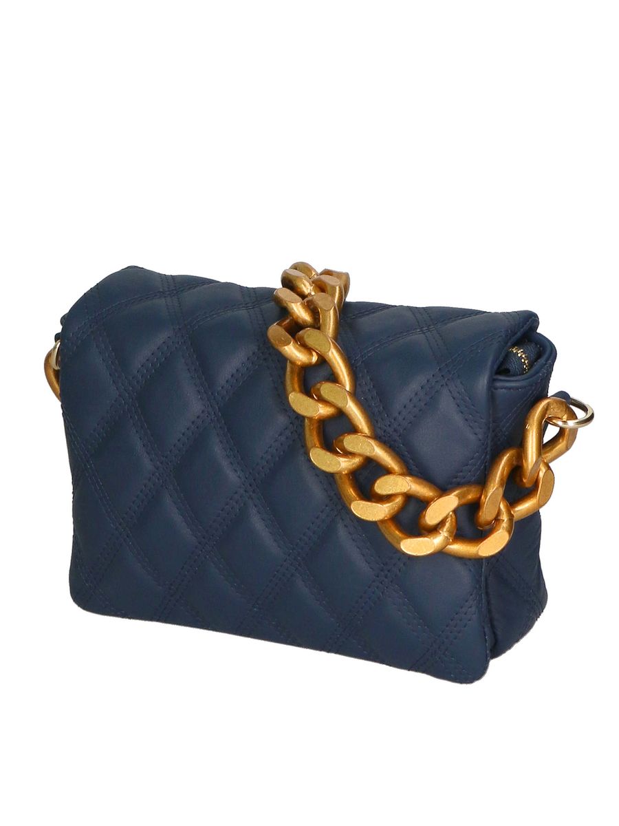 Gesteppte Ledertasche mit Kettenriemen