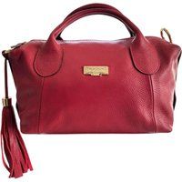 Strukturierte Leder-Henkeltasche mit Quaste