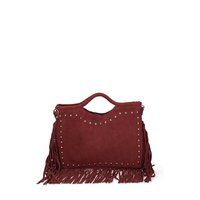 Handtasche aus Wildleder mit Nieten und Fransen