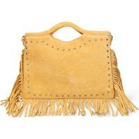 Wildleder-Handtasche mit Fransen und Nieten