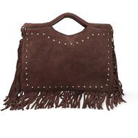 Wildleder-Handtasche mit Nieten und Fransen