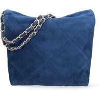 Gesteppte Wildleder-Schultertasche mit Kette