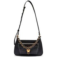 Schultertasche aus genarbtem Leder mit Kette