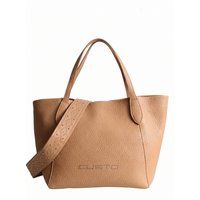 Gekörnte Shopper-Tasche mit Nietenriemen