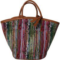 Farbenfrohe gestreifte gewebte Shopper-Tasche