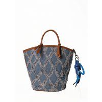 Ausgefranste Beuteltasche in Denim-Optik